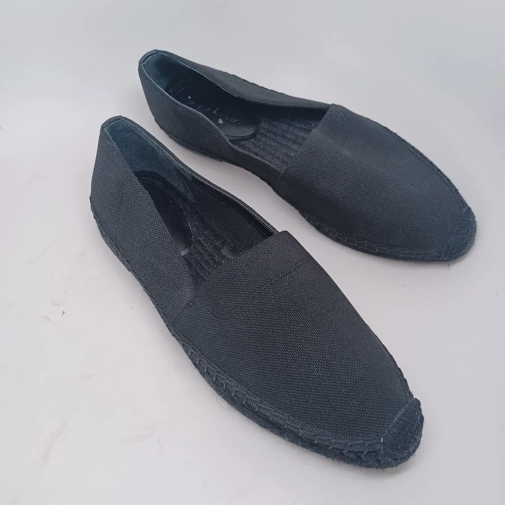 Banana Republic Womens Black Canvas Espadrille Flats Slip‎ On Shoes Size 7